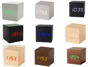 Gingko Cube Led Click Clock Alarm Clock With Sound Activation (time, Date & Temperature) Various Colours