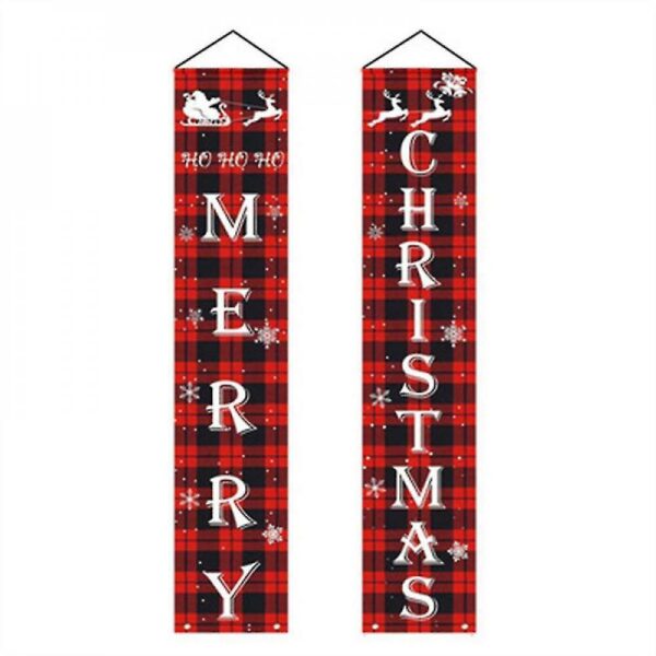 Christmas Xmas Set Of 2 Porch Signs, Merry Christmas Door Banners 12.32" X 72"