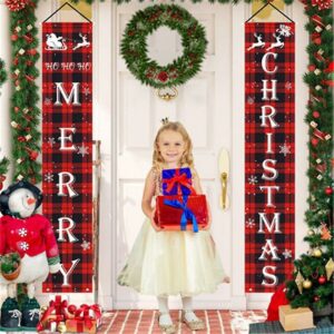 Christmas Xmas Set Of 2 Porch Signs, Merry Christmas Door Banners 12.32" X 72"