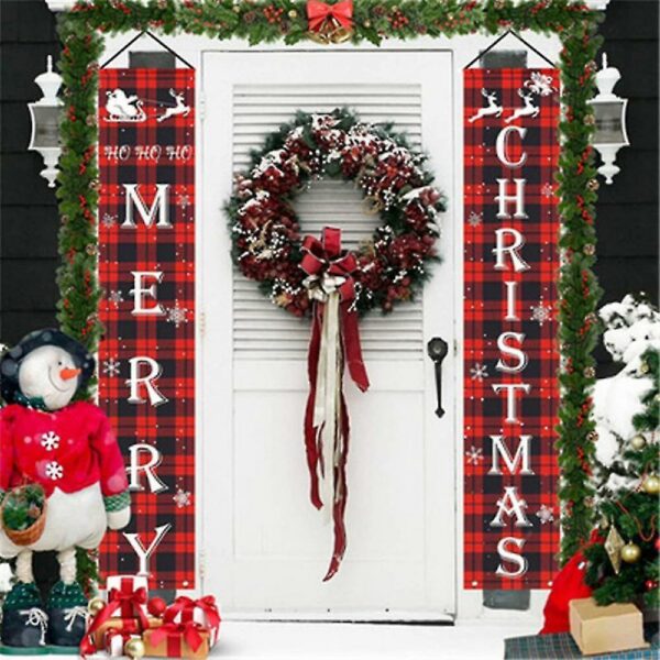 Christmas Xmas Set Of 2 Porch Signs, Merry Christmas Door Banners 12.32" X 72"