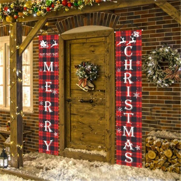 Christmas Xmas Set Of 2 Porch Signs, Merry Christmas Door Banners 12.32" X 72"