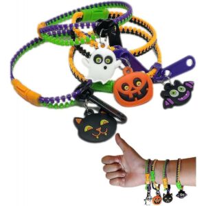 24 Pack Halloween Party For Kids Zipper Bracelets Bulk Set, Sensory Toys