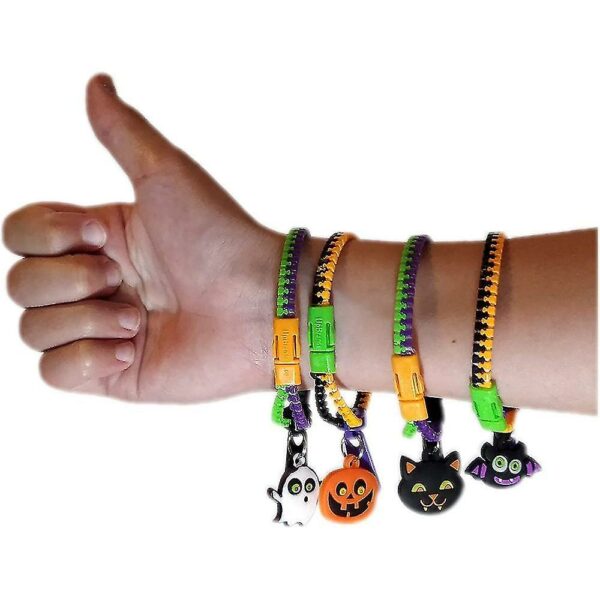 24 Pack Halloween Party For Kids Zipper Bracelets Bulk Set, Sensory Toys