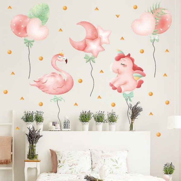 Pink Flamingo Unicorn Wall Stickers Decals Bedroom Home Decor Paste