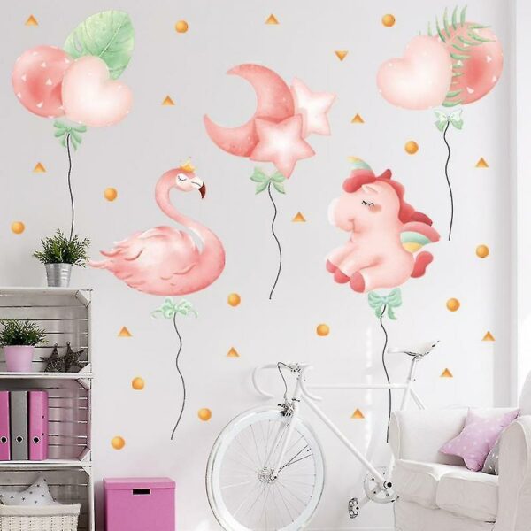 Pink Flamingo Unicorn Wall Stickers Decals Bedroom Home Decor Paste