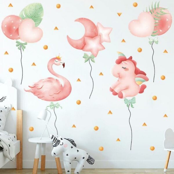 Pink Flamingo Unicorn Wall Stickers Decals Bedroom Home Decor Paste