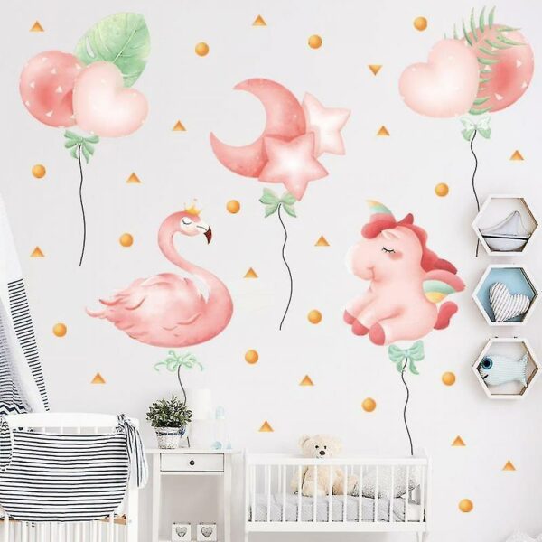 Pink Flamingo Unicorn Wall Stickers Decals Bedroom Home Decor Paste