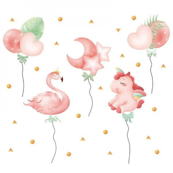 Pink Flamingo Unicorn Wall Stickers Decals Bedroom Home Decor Paste