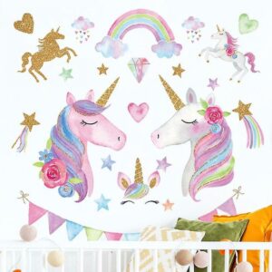 Pink Unicorn Wall Stickers Decals Kindergarten Kid Room Decor Paste