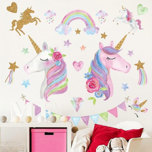 Pink Unicorn Wall Stickers Decals Kindergarten Kid Room Decor Paste