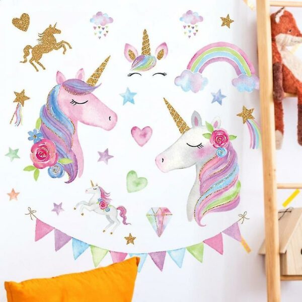 Pink Unicorn Wall Stickers Decals Kindergarten Kid Room Decor Paste