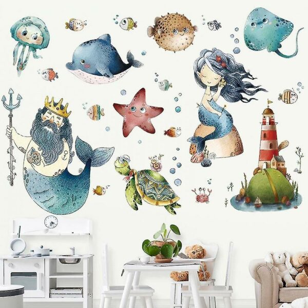 Cartoon Mermaid Wall Sticker Home Decal Children Room Decor Wallpaper