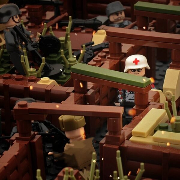 1800PCS WW2 Military War German Figures Trench Ruins Building Blocks Soldiers Gun Weapons Accessories MOC Bricks Kids Toys 4