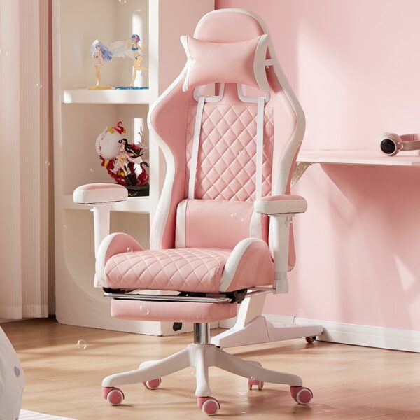 New Chairs Pink Gaming Chair Ergonomic Leather Chair Girls Home Office Comfortable Game Swivel Chair Gamer Live Computer Chair 1