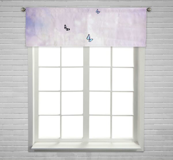 Blue Butterflies On A Fantasy Lake In Twilight Window Curtain Valance Rod Pocket 45x130 Cm