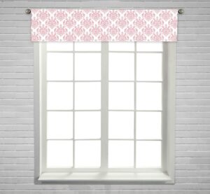 Pink Damask Window Curtain Valance Rod Pocket 30x130 Cm