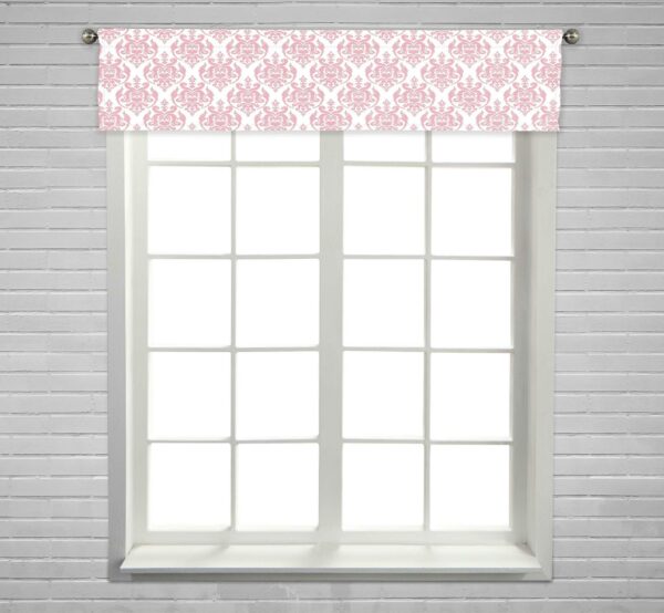 Pink Damask Window Curtain Valance Rod Pocket 30x130 Cm