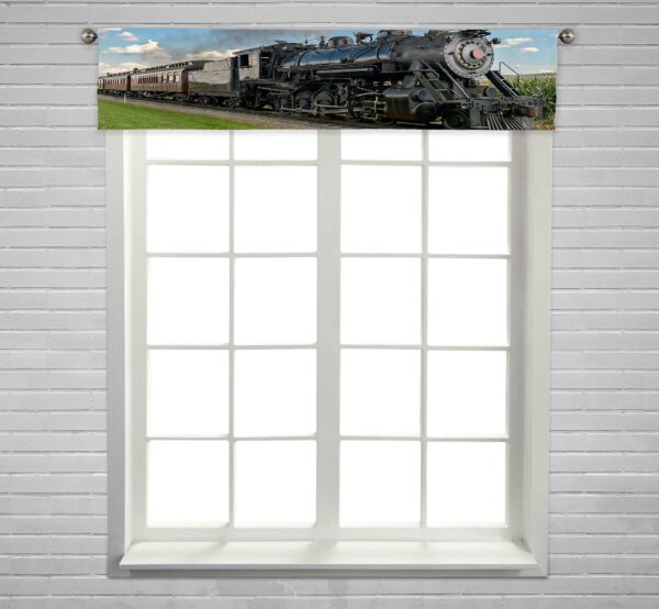 Historic Steam Train Passes Through The Fields Window Curtain Valance Rod Pocket 30x130 Cm