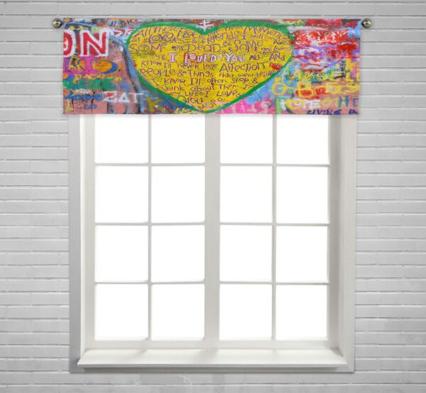 John Lennon Graffiti Lyrics From Beatles Songs Window Curtain Valance Rod Pocket 45x130 Cm