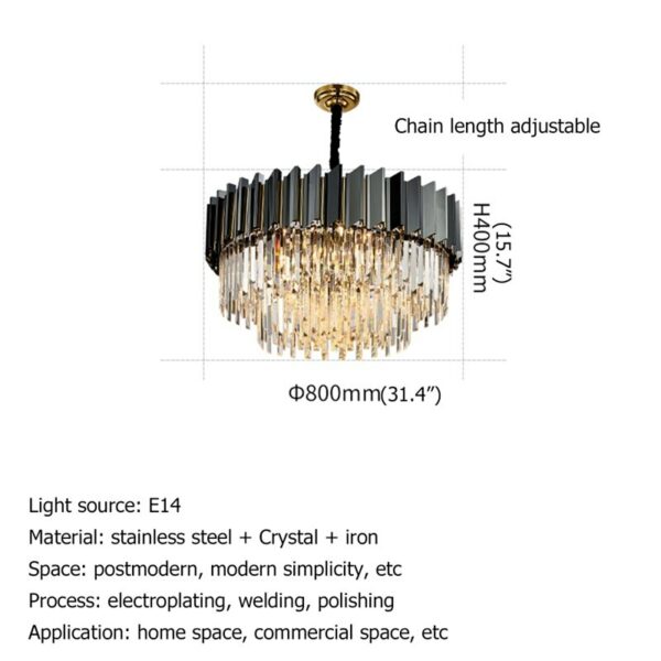 Hongcui Pendant Light Postmodern Double Crystal LED Lamp Luxury Fixture for Home Dining Living Room 6