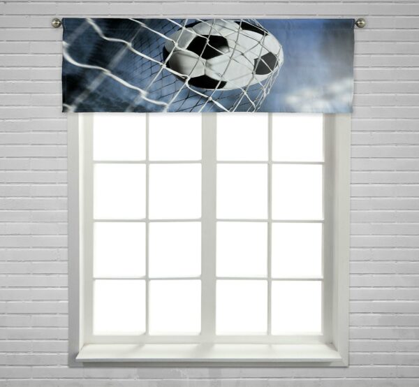 Soccer Ball Window Curtain Valance Rod Pocke 45x130 Cm