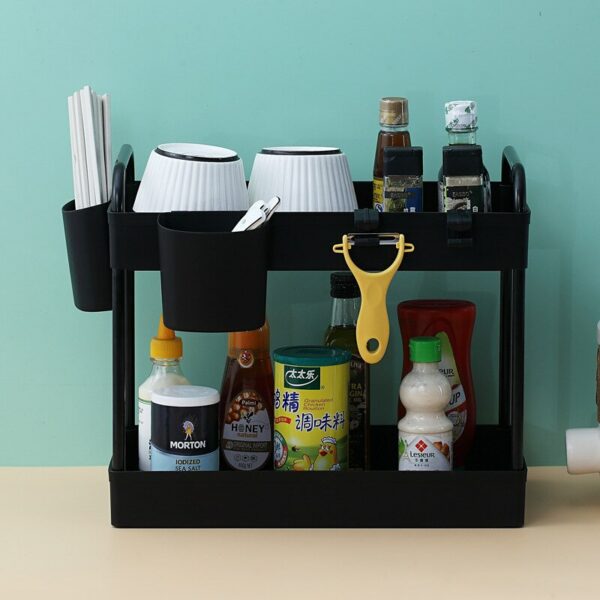 Under Kitchen Sink Organizers and Storage Cabinet Drawer Organizer Bathroom Countertop Shelves 2 Tier Storage Rack 3