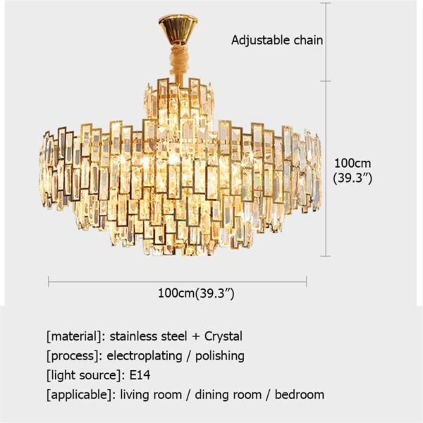 Hongcui Chandelier Gold Luxury Oval Pendant Lamp Postmodern LED Light Fixture for Home Living Dining Room 6