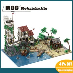 New 8047PCS MOC Pirate Series Modular Port Sauvage The Cursed Beach Blocks DIY children's Toys Gift Christmas building Blocks 1