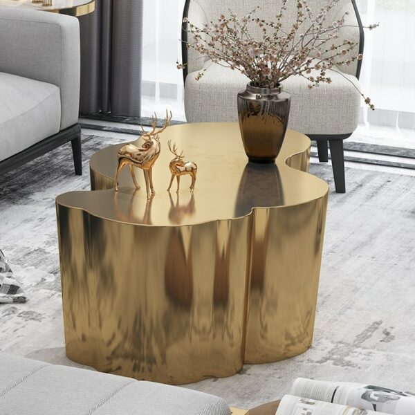 Special-Shaped Coffee Table Glossy Surface Stainless Steel Tea Table Living Room Titanium Stainless Steel Beautiful Furniture 2