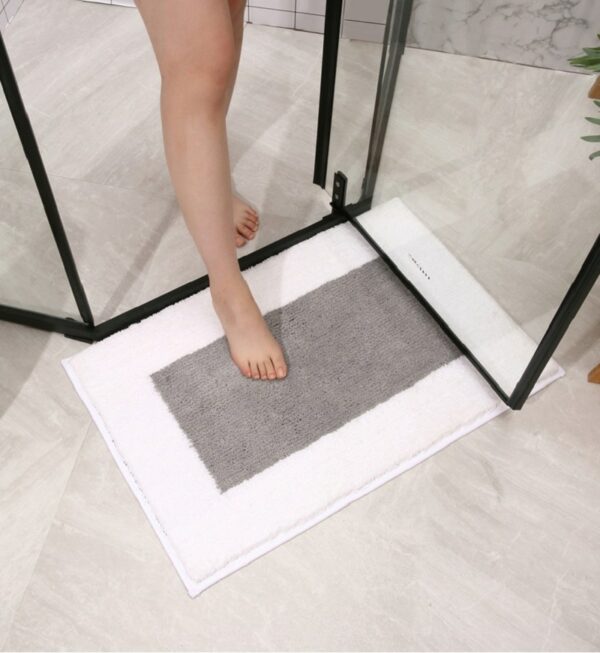 Inyahome Luxury Soft Absorbent Hotel Bathroom Rugs Mats Plush Microfiber Gray Non Slip Washable Bath Mats Rugs for Bathroom 3