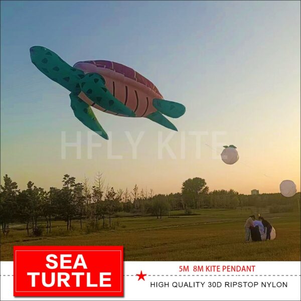 NEW ARRIVAL 5M 8M sea turtle KITE PENDANT LINE LAUNDRY SOFT INFLATABLE KITE 30D RIPSTOP NYLON 4