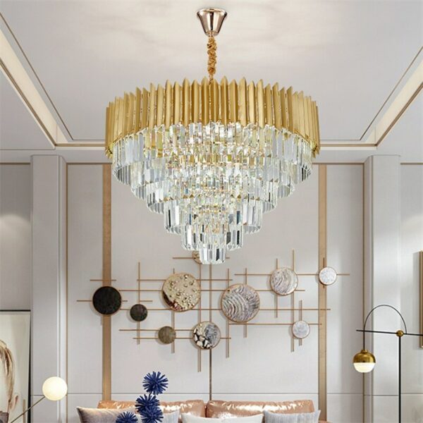 OULALA Gold Chandelier Postmodern Crystal Pendant Lamp Home LED Light Fixture for Living Dining Room 3