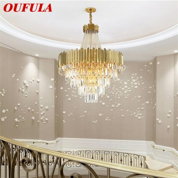 OUFULA Chandelier Gold Pendant Lamp Fixtures Postmodern LED Light for Home Living Dining Room Villa 1