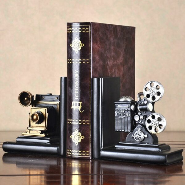 a Pair Creative Synthetic Resin Bookend Shelf Retro Camera Bookend Holder Office Supplies Home Decoration Book Stand 1