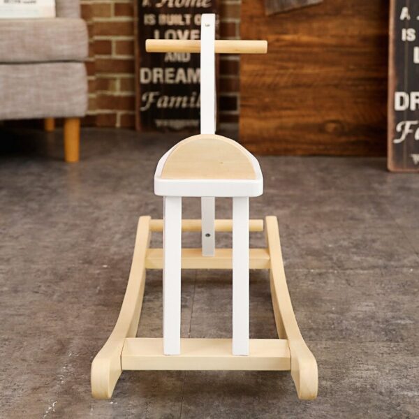 Nordic Style Children's Solid Wood Wooden Rocking Horse Plush Stroller Balance Chair Baby Toy Kids Boy Girl Birthday Gift 3