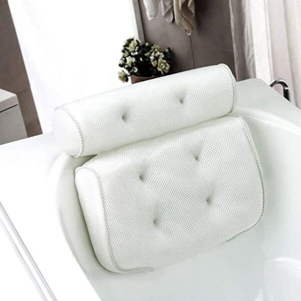 SPA Bath Pillow Bathtub Pillow with Suction Cups Neck Back Support Thickened Bath Pillow for Home Spa Tub Bathroom Accessories 4