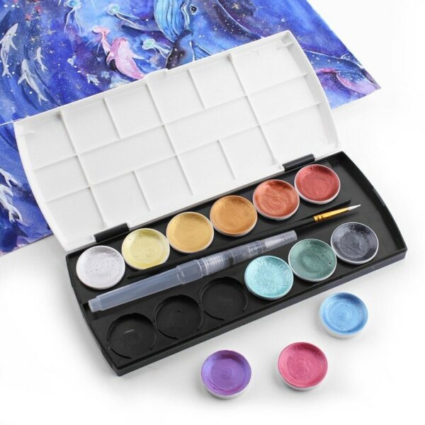 12-color High-purity Metallic Watercolor Pigment Pearlescent Solid Gouache Pigment Is Not Easy To Fade Art Painting Supplies 3