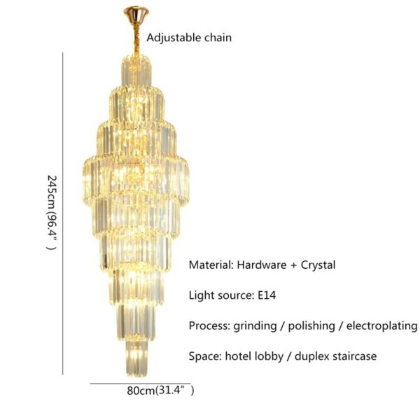 WPD Gold Chandelier Fixtures Modern Luxury Crystal Pendant Lamp Light Home LED for Stairs Hall Decoration 6