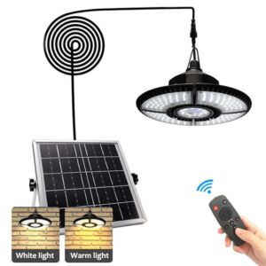 Outdoor Solar Pendant Light with Remote Control 1000LM IP65 Recess Shed Lighting for Garage Garden Porch Utility Room 1