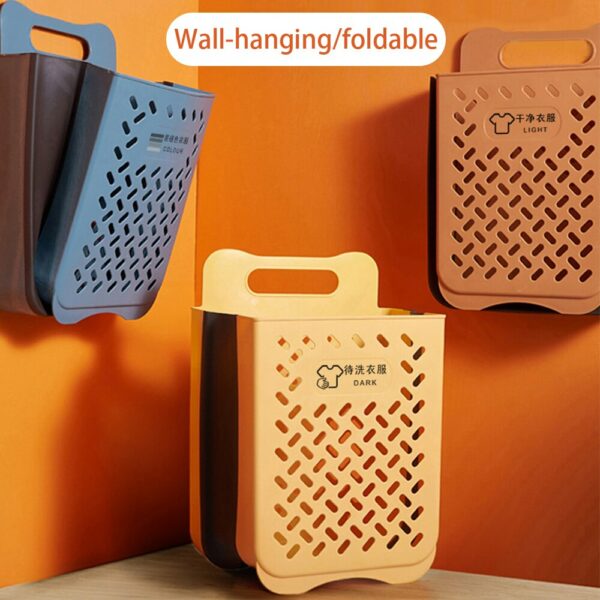 Large Portable Bathroom Folding Dirty Clothes Storage Basket Household Wall Hanging Punch-Free Laundry Basket Put Clothes Bucket 6