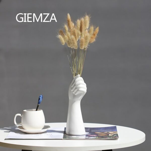 GIEMZA Hands Ceramic White Vase Decor Blender No Plant Flower 1pc Hydroponics Cemetery Stand Unique Vases Office Table 3