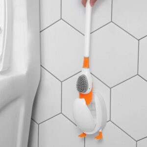 New Silicone Toilet Brush Set Cute Diving Duck Wall-mounted Floor-Standing Long Handled Bathroom Deep Cleaning TPR Accessories 1