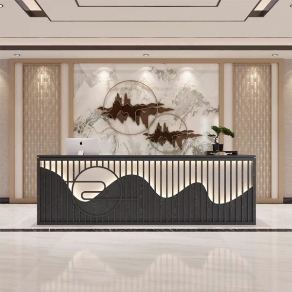 New Chinese-style cash register retro solid wood restaurant teahouse travel agency famous hotel reception desk custom bar table 3