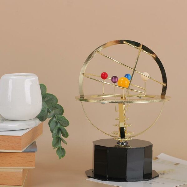 Aqumotic Model of The Solar System Vintage Handicraft Metal Ornaments 16cm Spinning Galaxy Study Office Learn Decoration 3