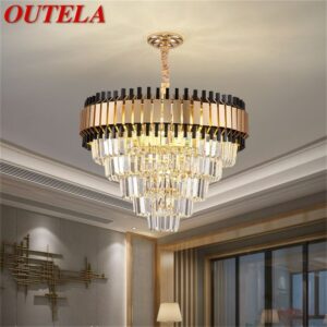 OUTELA Postmodern Black Chandelier Fixtures Crystal Pendant Lamp Luxury Light Home LED Decorative for Living Dining Room 1