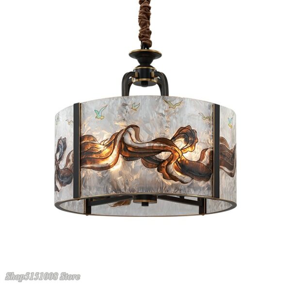 Modern LED-E14 new Chinese style chandelier Creative Chinese style designer enamel dining room study bedroom copper chandeliers 5