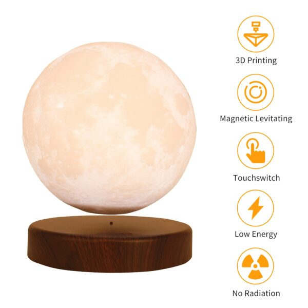 Levitating Moon Lamp Night Light Floating and Spinning Moonlight Magnetic Levitation 3/16 LED Colors for Home Office Decoration 5