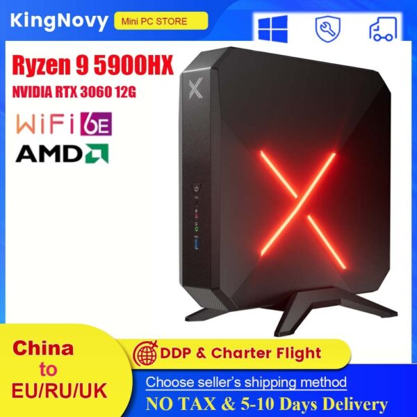 AMD Mini Gaming PC Ryzen 9 5900HX RTX3060 RX 6600M RX 6500XT 2*DDR4 M.2 NVMe SSD 2.5G LAN Desktop Tower Computer WiFi6E Mini PC 1