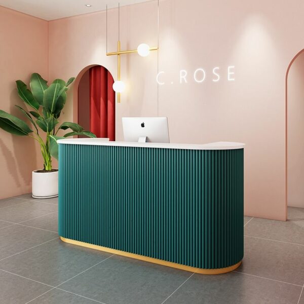 180cm long Light luxury simple modern arc bar front desk reception desk commercial clothing store beauty salon cash register 2