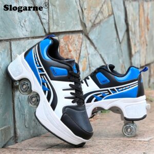 Kids' Roller Skates Boy Girl Unisex Four-Wheels Dual-Use Skate Shoes Double-Row Roller Men Inline Skates Casual Sports Sneakers 1